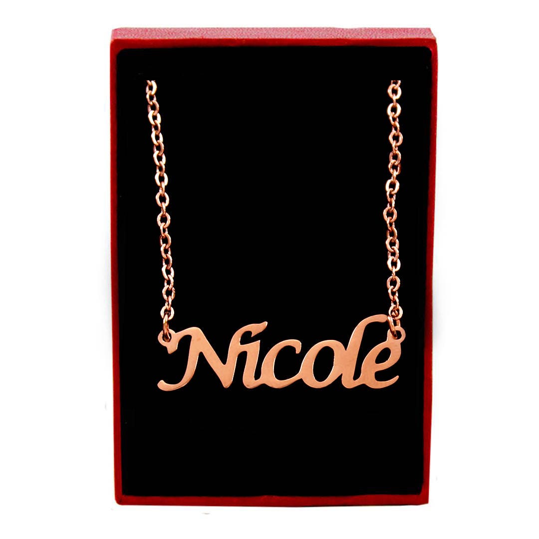NICOLE Rose Gold Name Necklace Personalized Jewellery Etsy