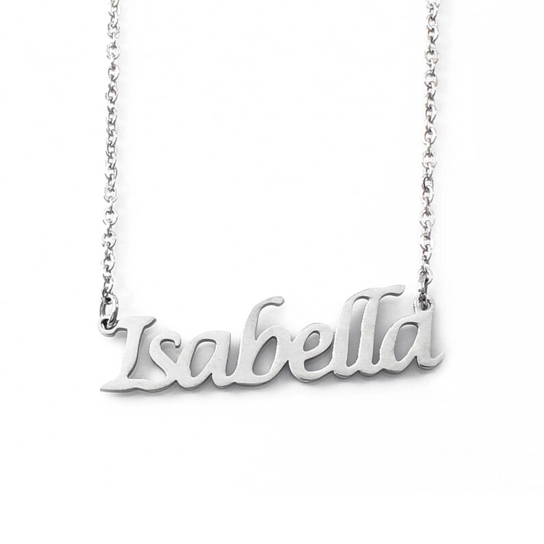 ISABELLA Silver Tone Name Necklace Personalized Jewelery Etsy