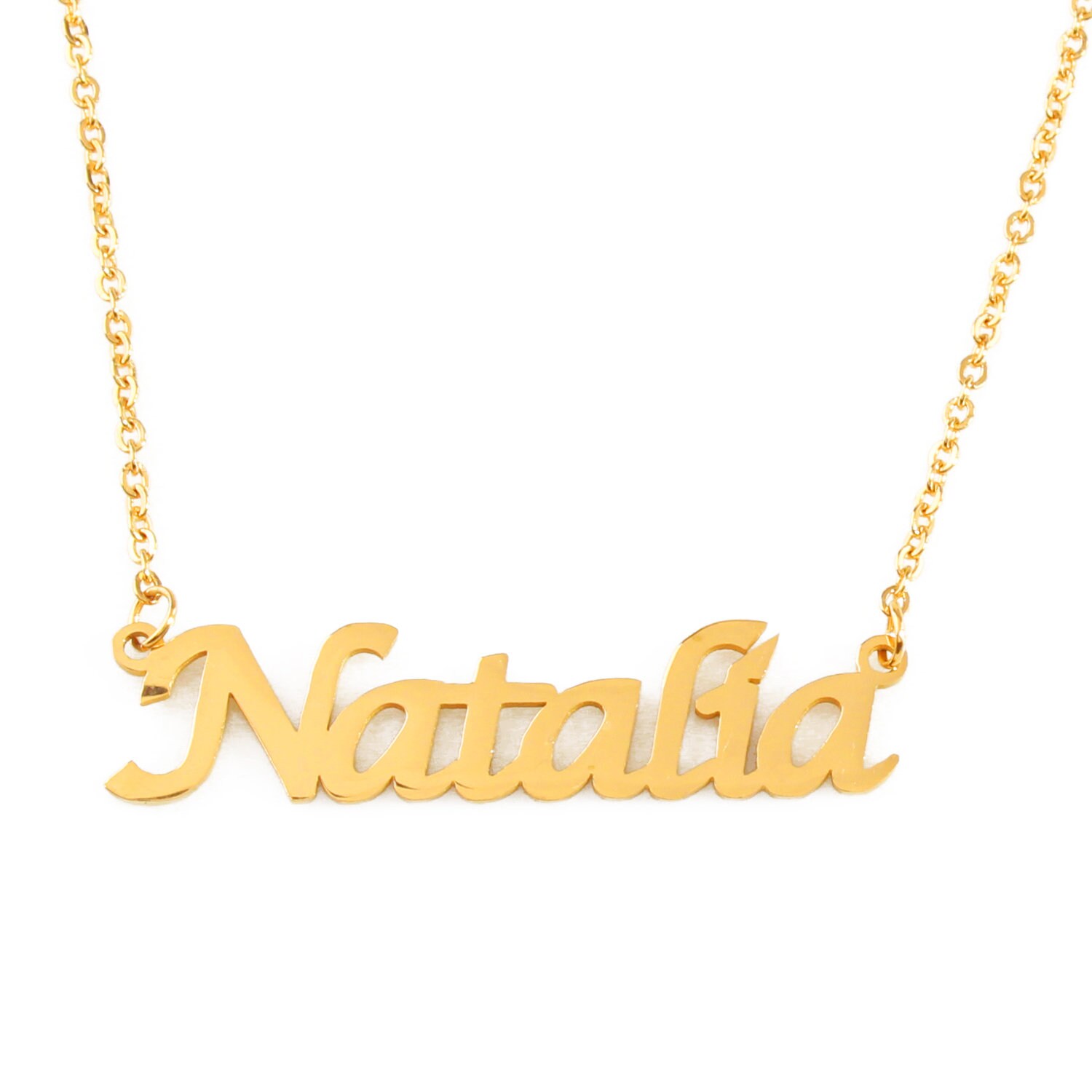 Name Necklace Natalia-18ct Gold Plated Personalized Necklace Custom ...