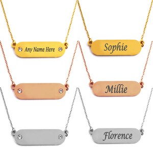 Personalised Name Necklace - Custom Name- Rose Gold, Gold & Silver Necklace - Engraved Jewellery Gift For Her, Any Text Engraved, Gift Box
