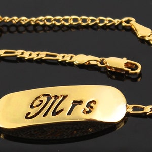 MRS Necklace & Bracelet 18k Yellow Gold Plated Jewellery Gift Set ...