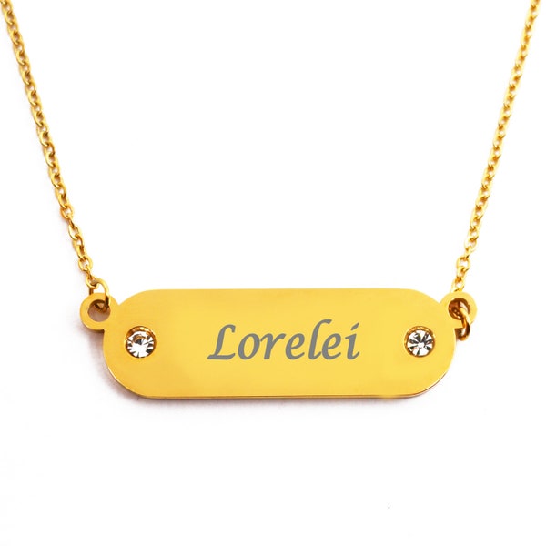 Lorelei Custom Name Necklace - Rose, Gold & Silver Necklace - Engraved Jewellery,Personalized Name, Gift For Her, Any Text Engraved,Gift Box