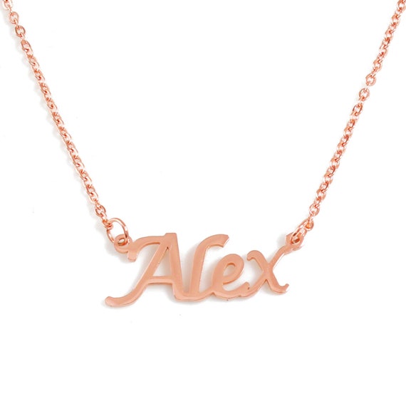 ALEX Name Necklace 18k Rose Gold Plated personalized Name Necklace Free Gift Box Bag Customized Jewelry christmas valentines Gifts Etsy