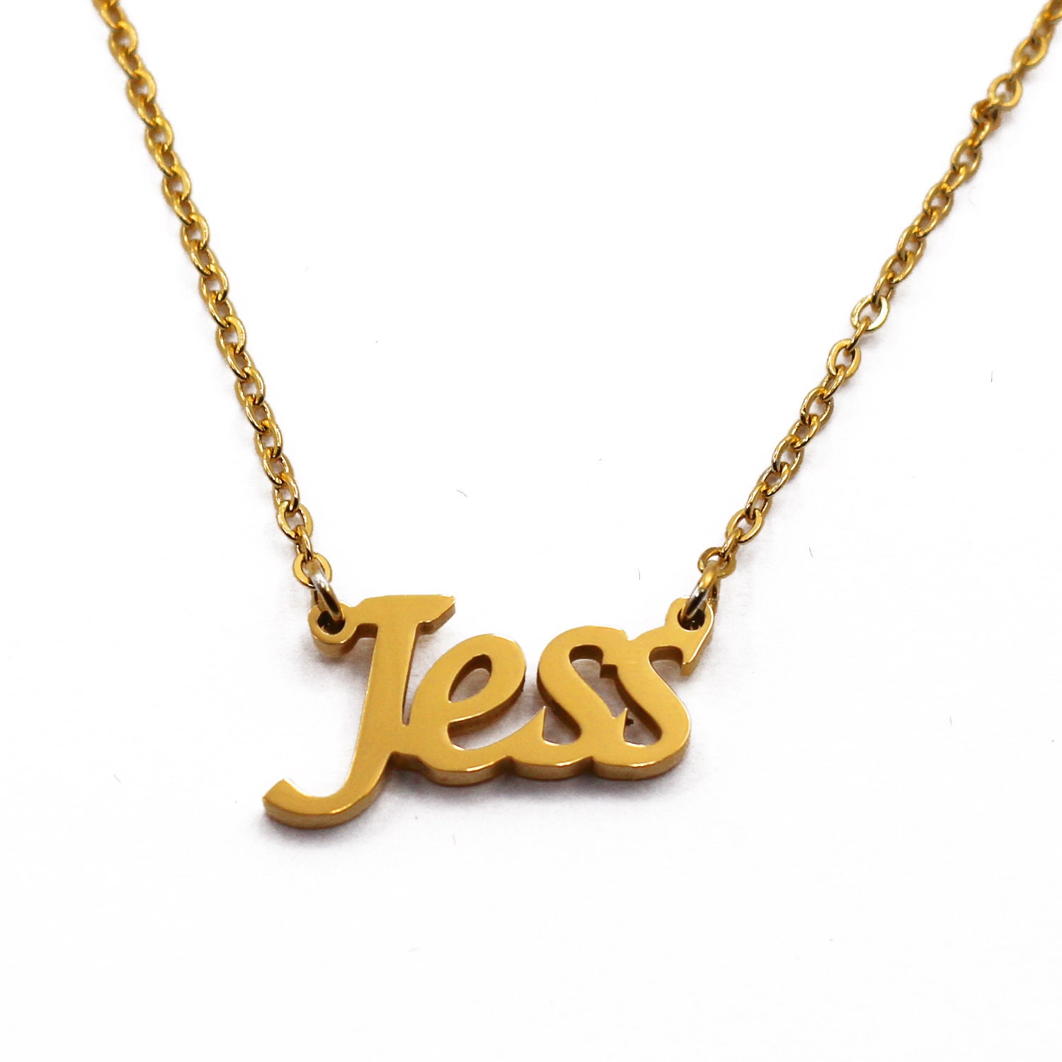 JESS Personalised Name Necklace Rose Gold gold silver Free Gift Box Bag Christmas Gifts for Her Etsy