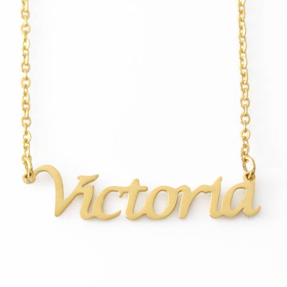 Gold victoria name necklace clearance
