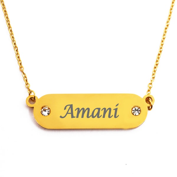 Amani Custom Name Necklace - Rose, Gold & Silver Necklace - Engraved Jewellery Gift For Her, Arabic Name, Any Text Engraved,Gift Box