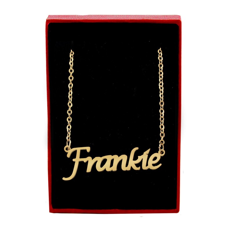 FRANKIE Name Necklace Rose Gold/gold/silver Tone Free Gift Box & Bag