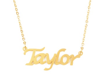 TAYLOR - Name Necklace 18ct Gold Plated - Free Gift Box & Bag - Personalized Jewelry