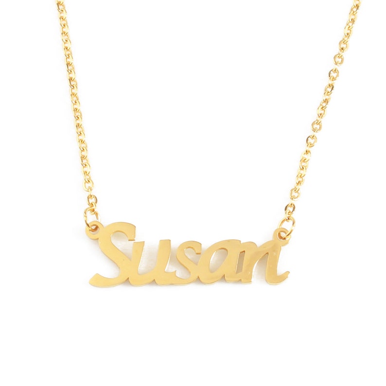 SUSAN Name Necklace 18ct Gold Plated Free Gift Box & Bag Personalized