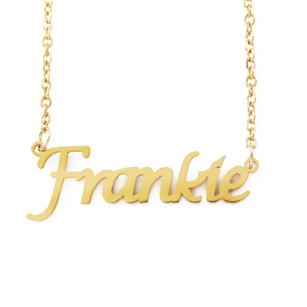 FRANKIE - Name Necklace - Rose Gold/Gold/Silver Tone - Free Gift Box & Bag - Pendants Italic Present
