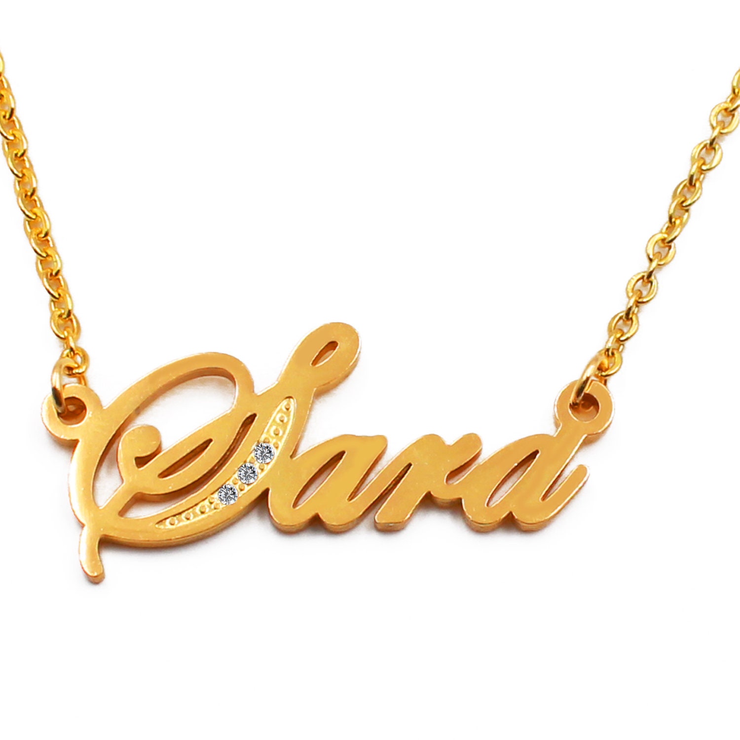 Name Necklace Sara gold Tone With 
