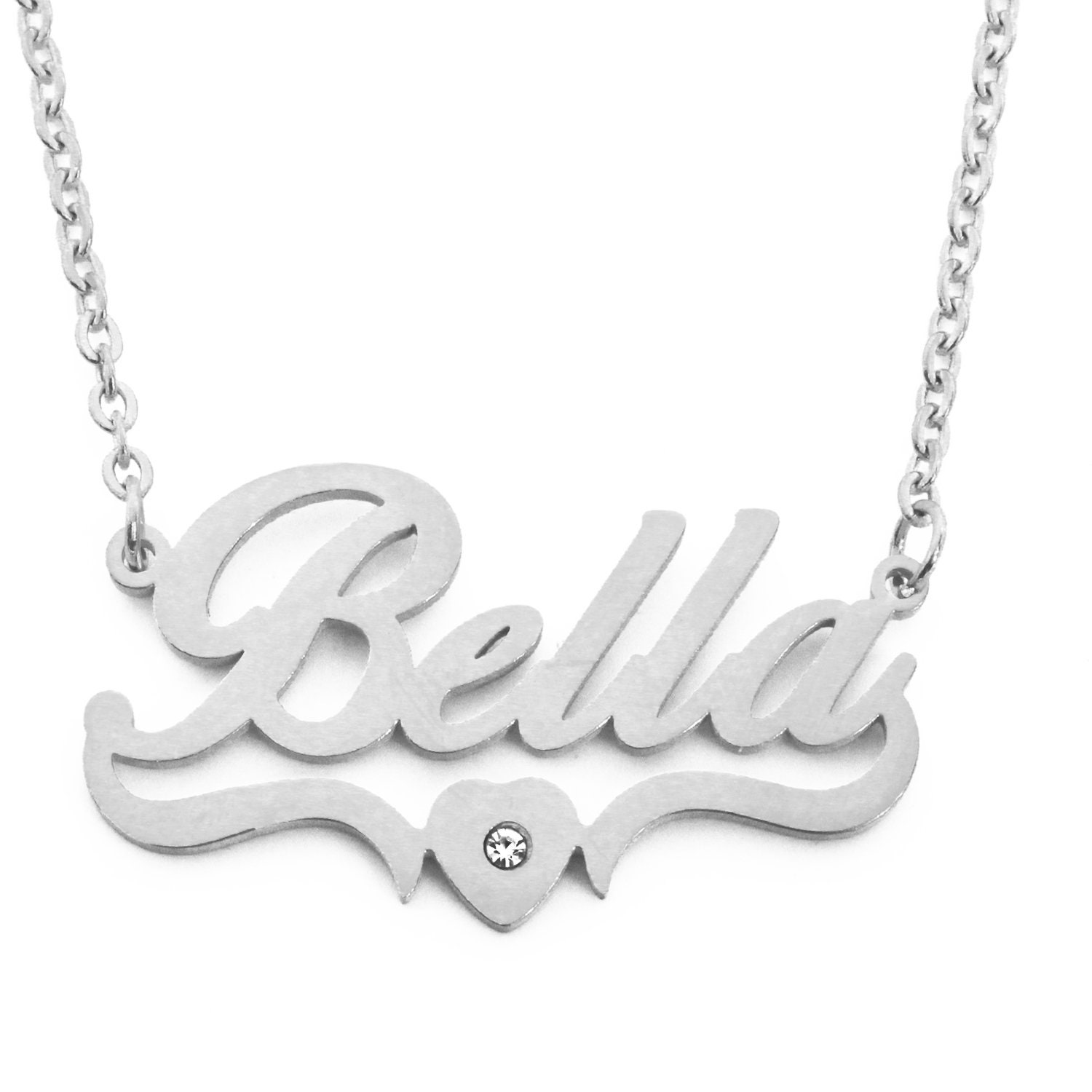 Name Necklace BELLA Personalized Custom Made Heart Shaped Etsy