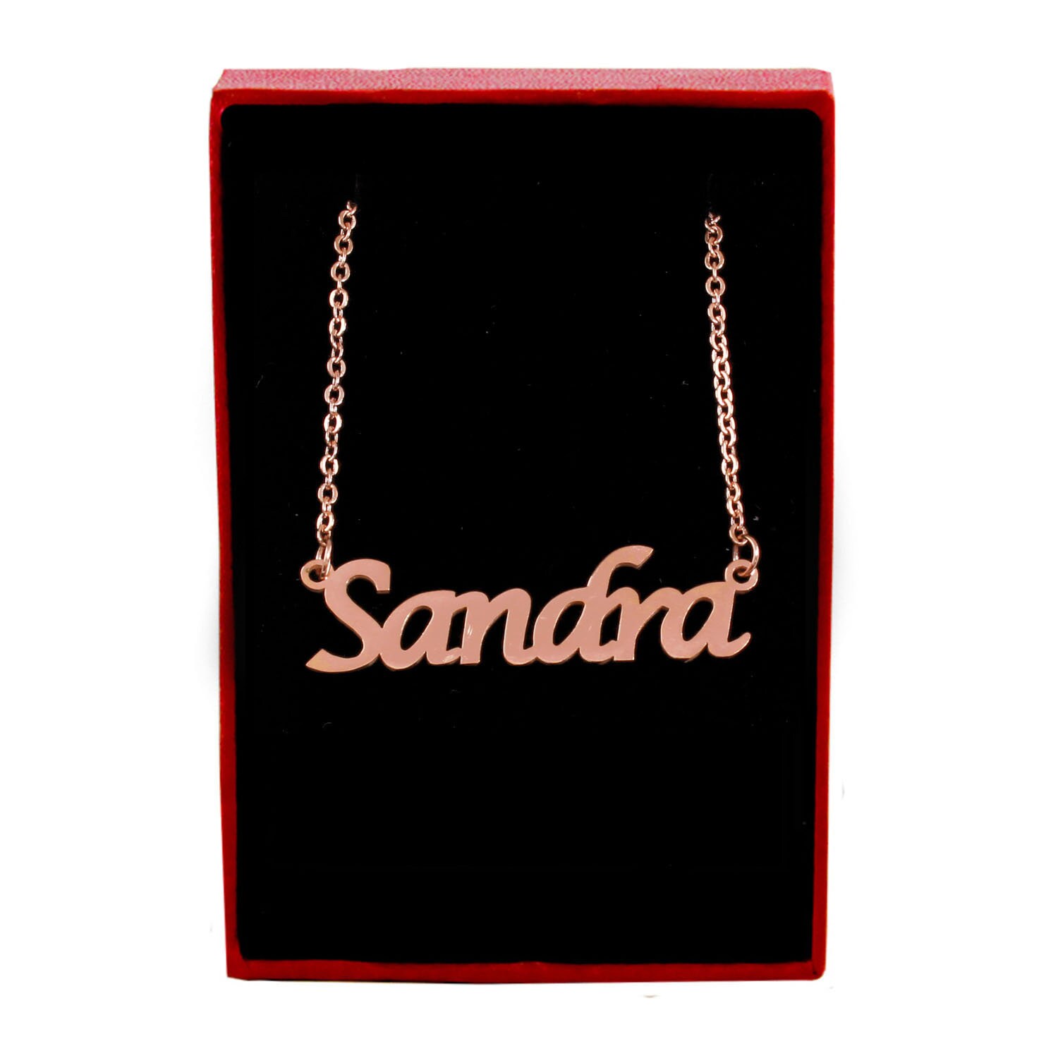 Zacria Sandra Name Necklace 18ct Rose Gold Plated Zacria Sandra Name Necklace 18ct Rose Gold Plated
