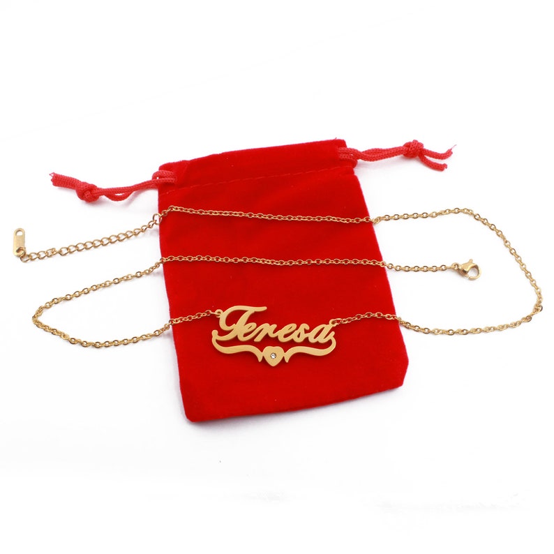 Name Necklace TERESA Personalized Custom Made Heart Shaped - Etsy