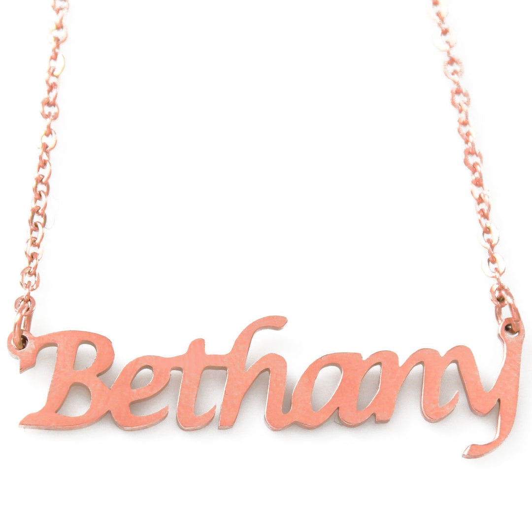 BETHANY Rose Gold Name Necklace Personalized Jewellery Etsy