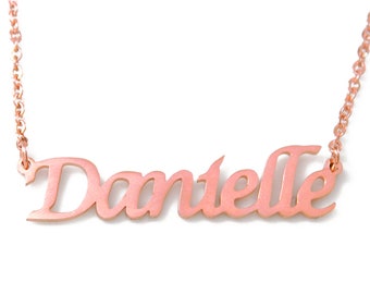 DANIELLE - Rose Gold Name Necklace - Personalized Jewellery - Free Gift Box & Bag - Pendants Italic Christmas