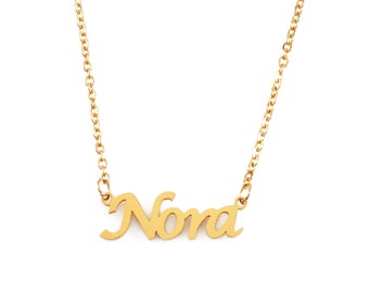 NORA - Collier Nom - Ton Or Rose/Or/Argent - Coffret Cadeau & Sac Gratuit - Pendentifs Italique Présent