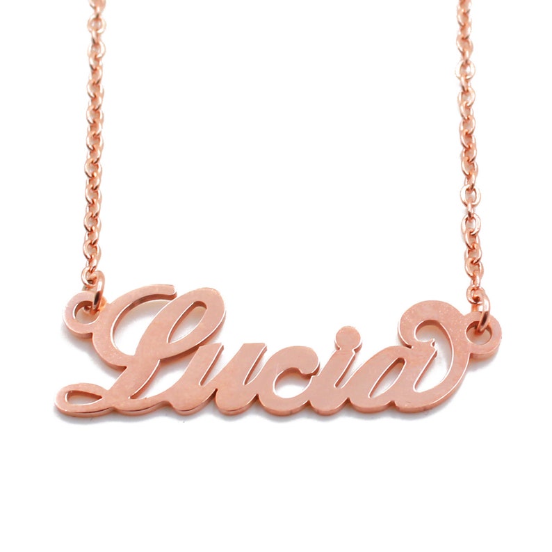 Name Necklace Lucia gold Platedrose Goldsilver Etsy UK