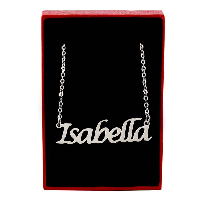 ISABELLA Silver Tone Name Necklace Personalized Jewelery Etsy