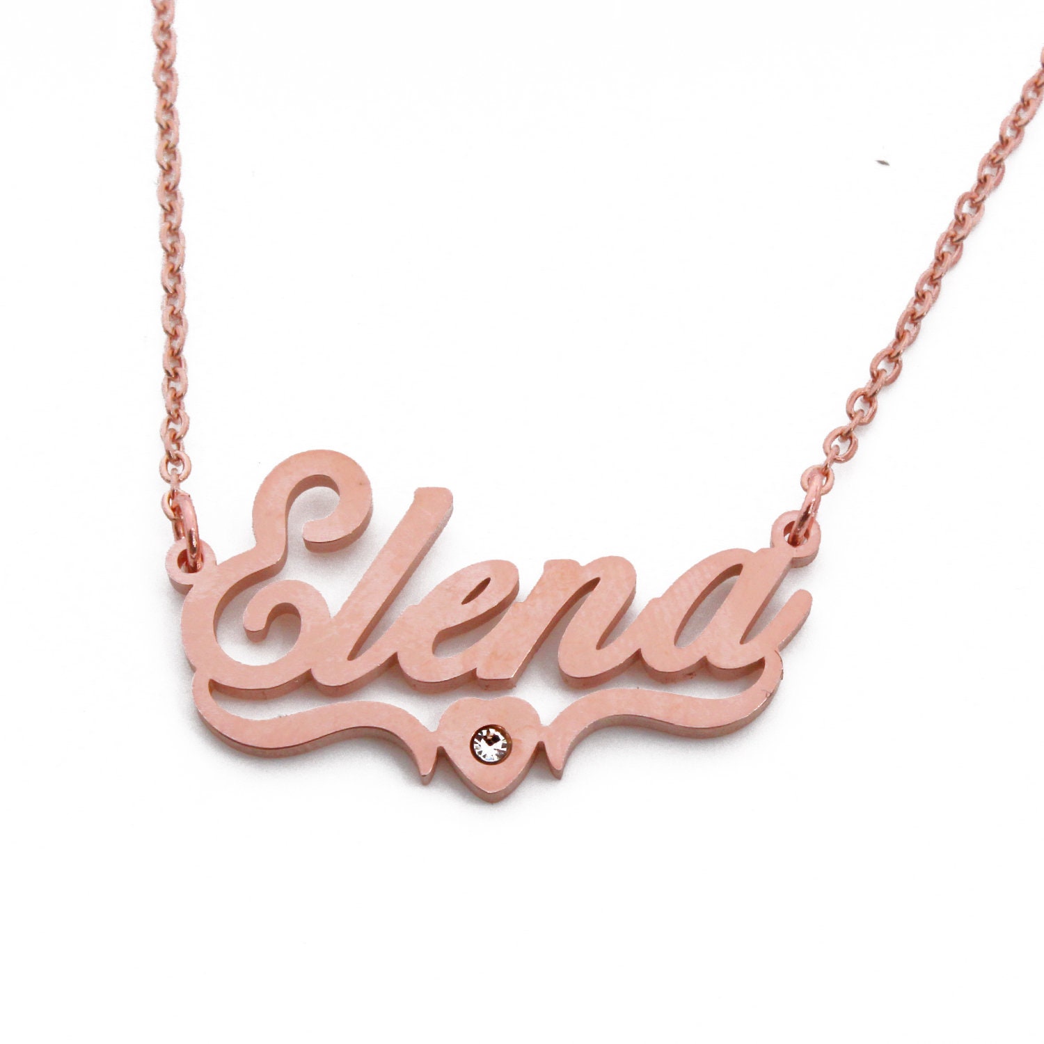 Name Necklace ELENA Personalized Custom Made Heart Shaped Etsy