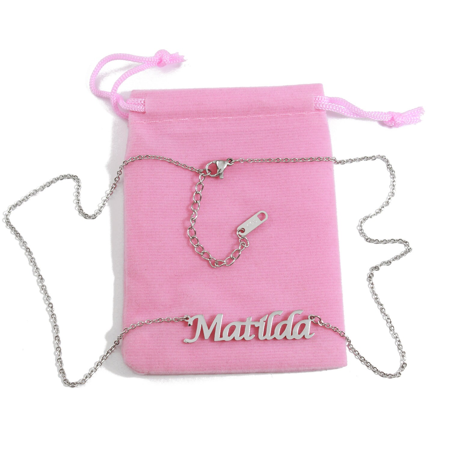 MATILDA Collar de nombre 18k oro rosado / - Etsy España