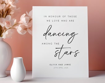 Dancing Among the Stars Personalised Wedding Sign | In Loving Memory