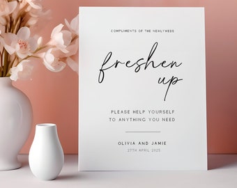 Personalised Freshen Up Sign | Bathroom Toiletries Basket