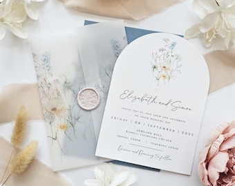 Dusty Blue Wedding Invitations - Enid Collection