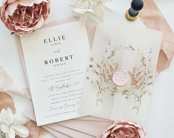 Florence Vellum Wrap Wedding Invitations - Florence Collection - Blush Wedding Invites