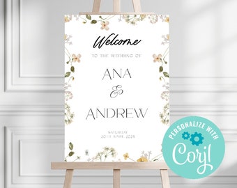 A1 & A3 Welcome Sign - Wildflower Collection | EDITABLE TEMPLATE