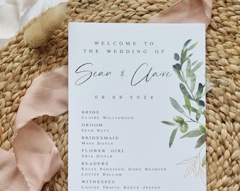 Order of Service Wedding | Order of the day - Sienna Collection