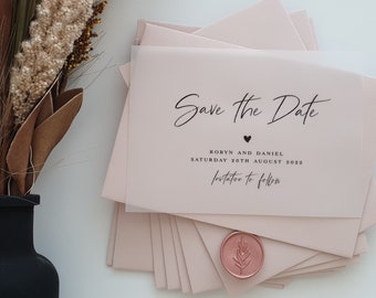 Vellum Save the Dates - Sweetheart range