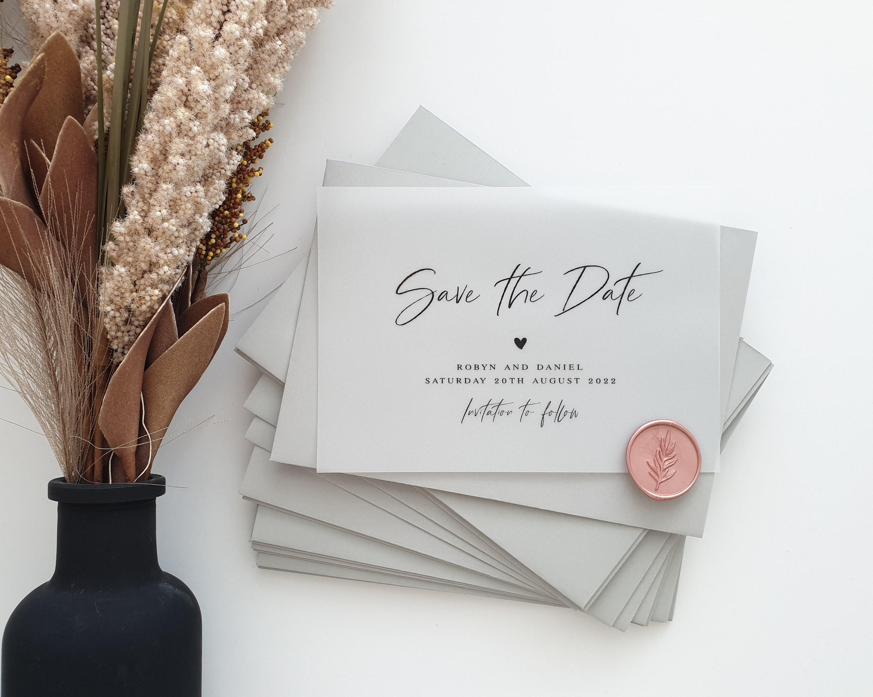 Vellum Save the Dates Sweetheart Range Various Envelope Colours to Choose  From - Etsy