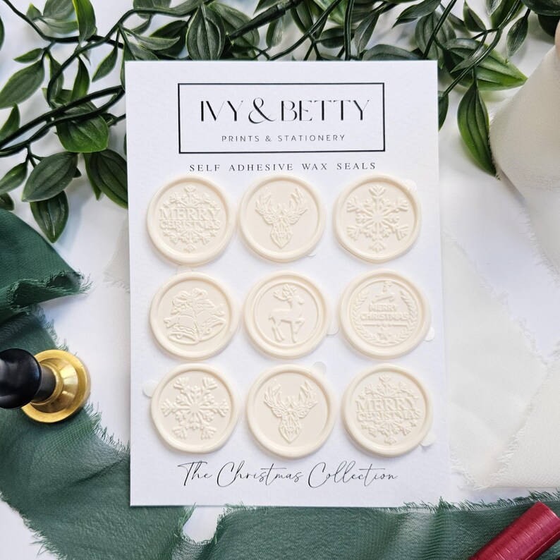 Christmas Wax Seals for Cards, Crafts, Gifts or Name Tags Pack of 9