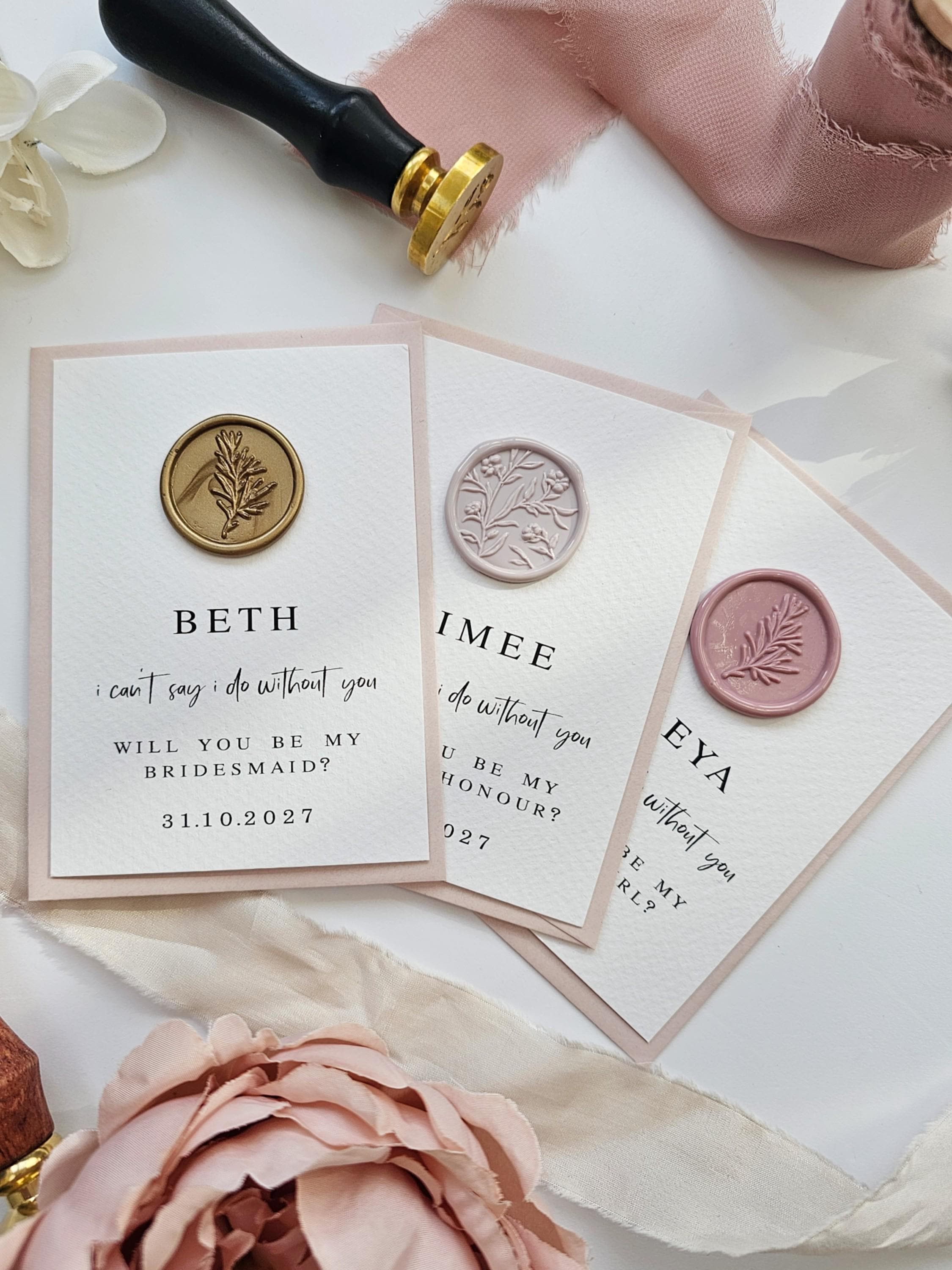 Personalised Bridesmaid Wax Seal Card