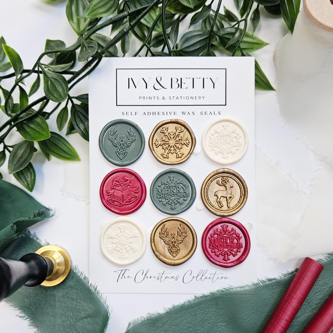 Christmas Wax Seals for Cards, Crafts, Gifts or Name Tags Pack of 9