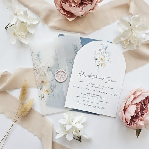 Dusty Blue Wedding Invitations - Enid Collection