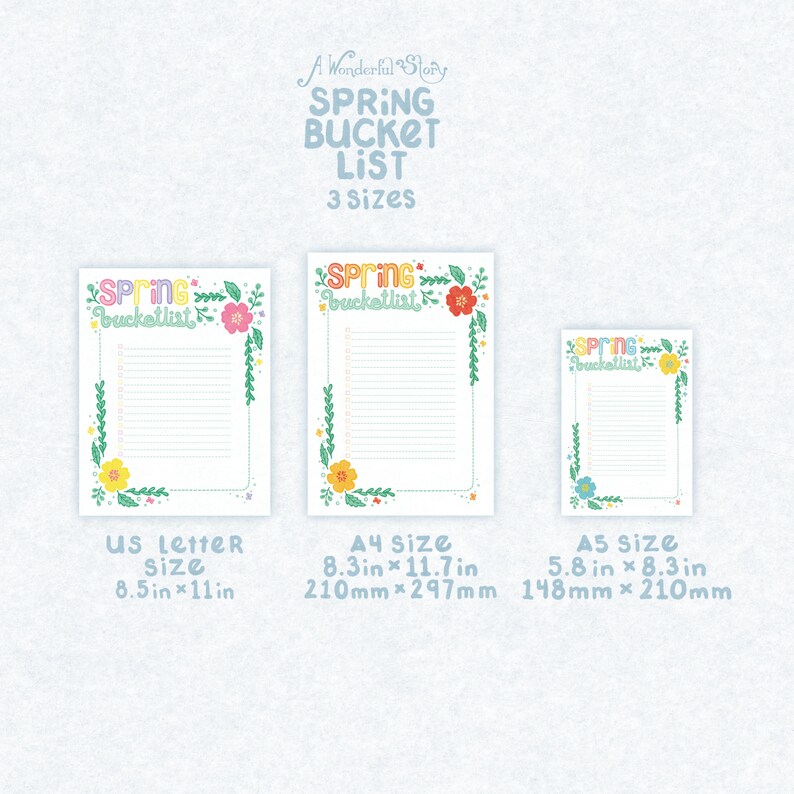 Spring Bucket List Printable, Spring Checklist, Spring Digital Planner ...