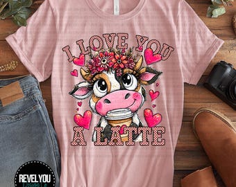 Conjunto de vaca "Te amo", "Un café con leche" - PNG DESCARGAR