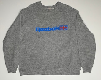 1980's Vintage Bootleg Reebok Heather Gray Sweatshirt Large