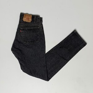 1980's Vintage Levis Black Denim Jeans USA 28/29 Measured A35 image 1