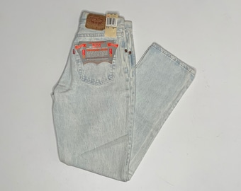 1990's Vintage Levis 501 Denim Jeans New With Tags Light Gray/Blue Acid Wash 28/30 E8