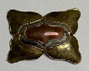 Vintage 1970s Brutalist Style Angel Wing Brass & Copper Belt  display picture 2