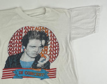 1980's Vintage Adam Ant Parking Lot Bootleg T Shirt Medium White