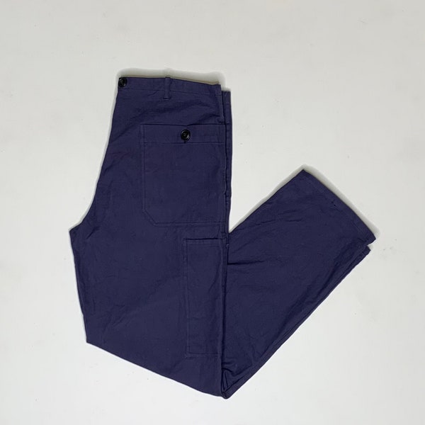 1990's Vintage French Twill Utility Pants Indigo 34/29 Measured I21