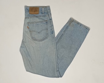 1980's Vintage Levis 705 Orange Tab Denim Jeans Distressed 27/27 Measured F7