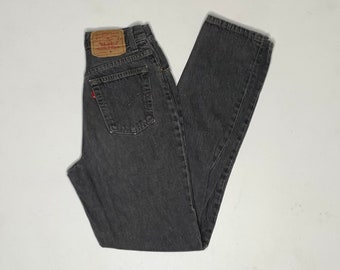 1980's Vintage Levis 17501 Denim Jeans Black 24/31 Measured USA F5