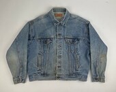 1980 39 s Vintage Levis XL Denim Jacket Light Distress Stone Wash