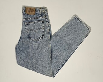 1980's Vintage Levis 550 Student Denim Jeans Acid Wash Blue 28/30 Measured USA F11