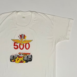 1970&#39;s Vintage Indianapolis 500 Promotional T Shirt Mayo Spruce XL
